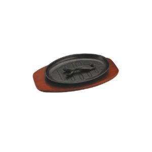FUENTE OVAL HIERRO BASE MADERA 30,5X19CM