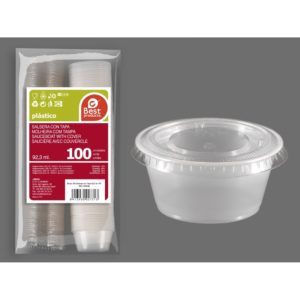 PLASTICO/CATERING SALSERA C/TAPA 92ML TTE