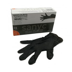 GUANTE NITRILO SENSITIVE NEGRO "S" PEQ 4GR